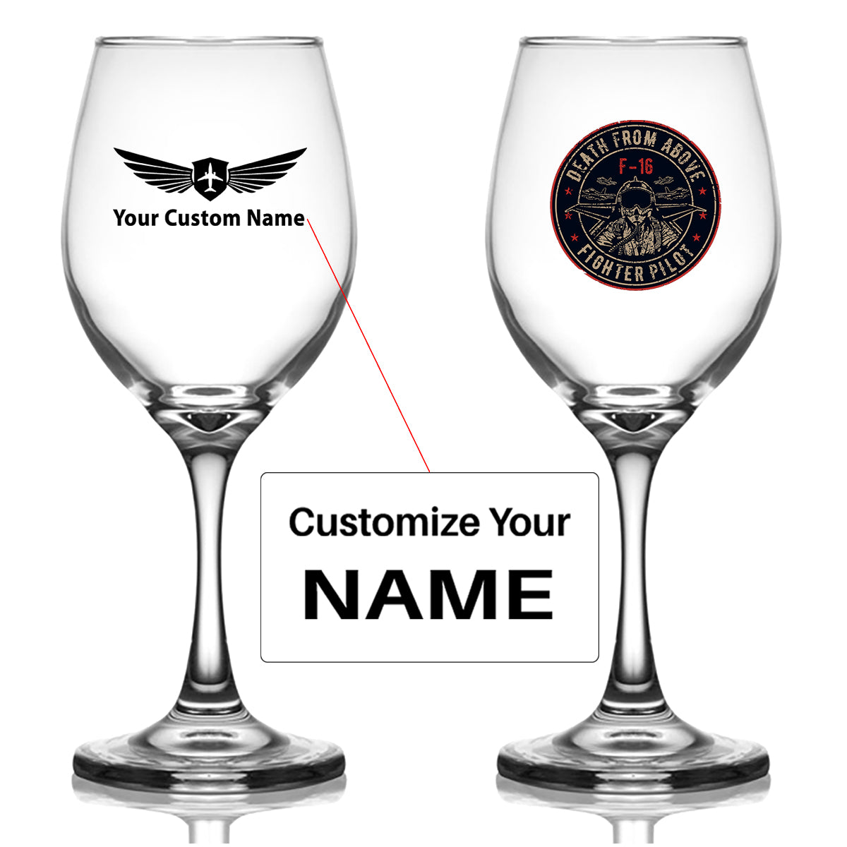 Fighting Falcon Jet 16 - Death From Above Designed Wine Glasses