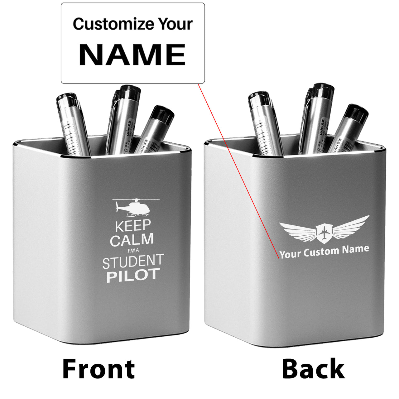 Student Pilot (Helicopter) Designed Aluminium Alloy Pen Holders