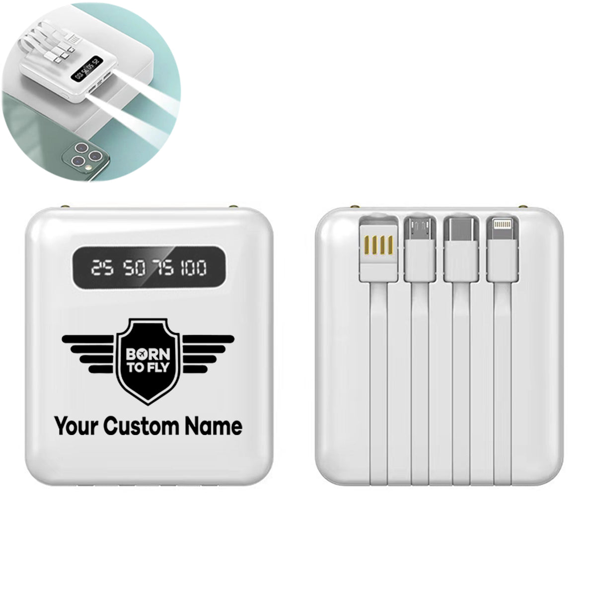 Custom Name (Badge 5) Designed 10000mAh Quick Charge Powerbank