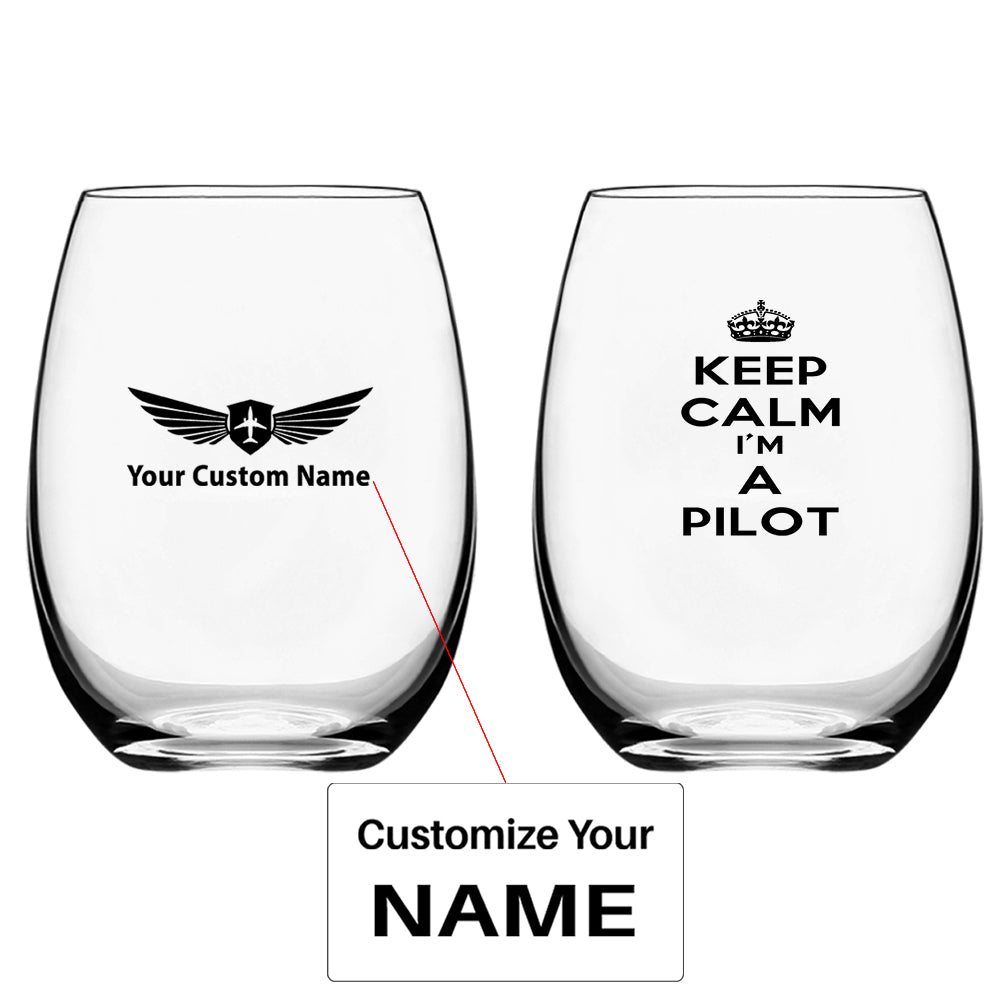 Keep Calm I'm a Pilot Designed Water & Drink Glasses