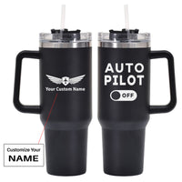 Thumbnail for Auto Pilot Off Designed 40oz Stainless Steel Car Mug With Holder