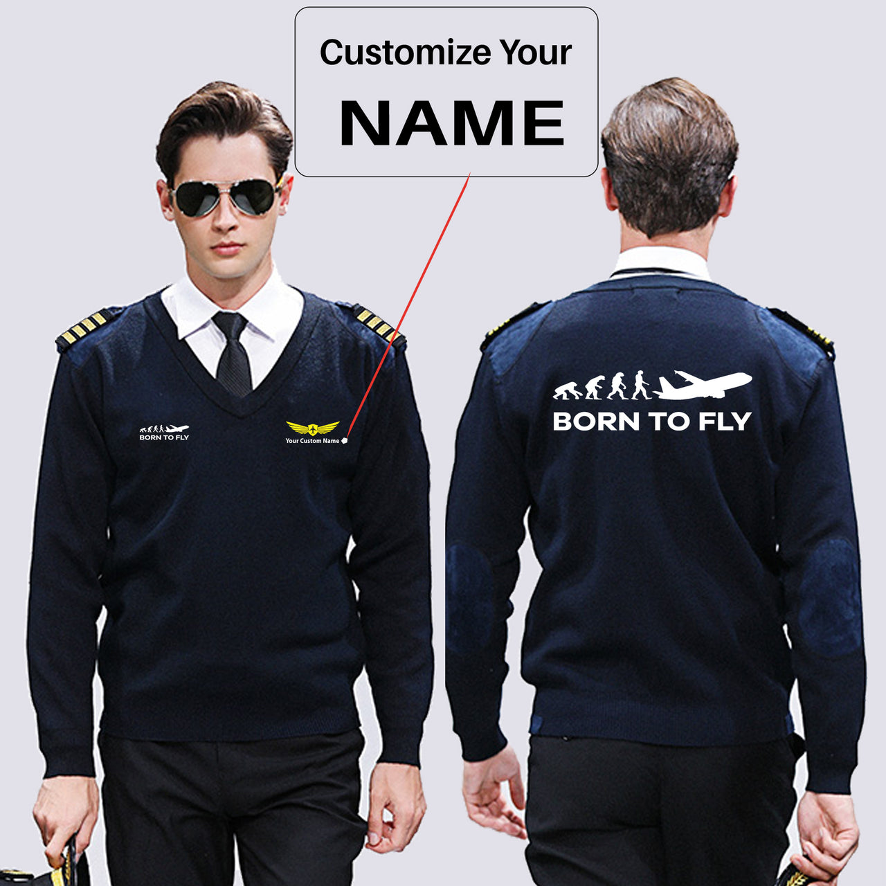 Born To Fly Designed Wool Pilot Sweaters