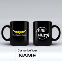 Thumbnail for Plane Crazy Designed Black Mugs