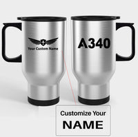 Thumbnail for A340 Flat Text Designed Travel Mugs (With Holder)
