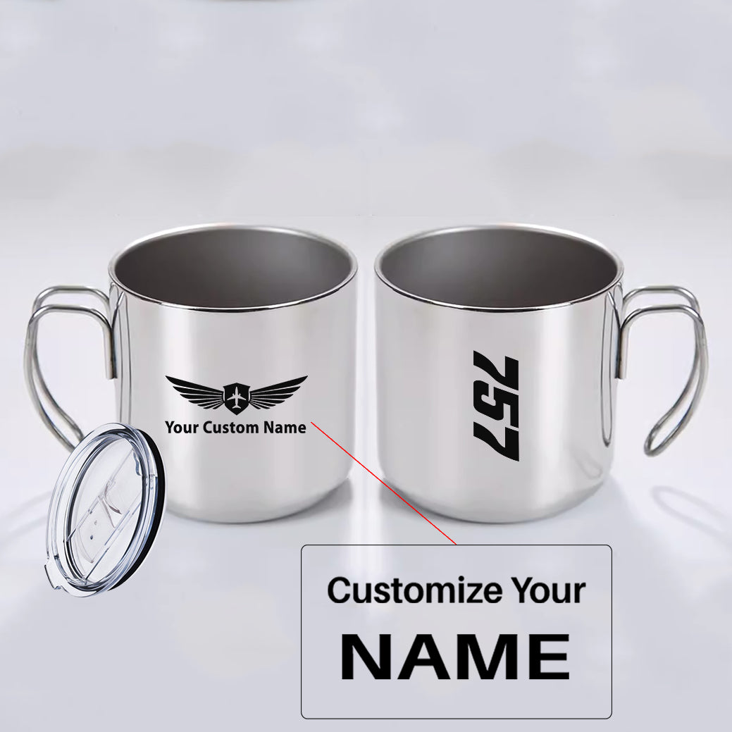 Boeing 757 Text Designed Stainless Steel Portable Mugs