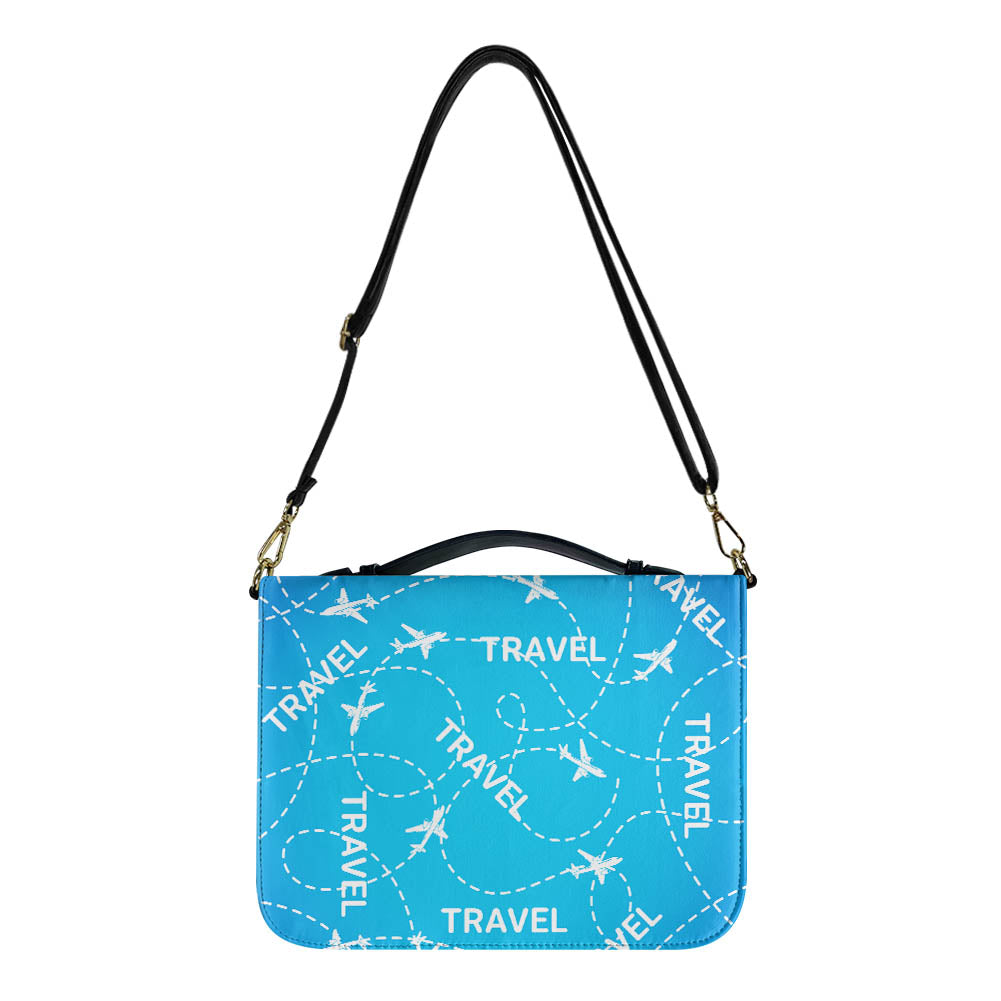 Travel & Planes Designed PU Accessories Bags Strap Style