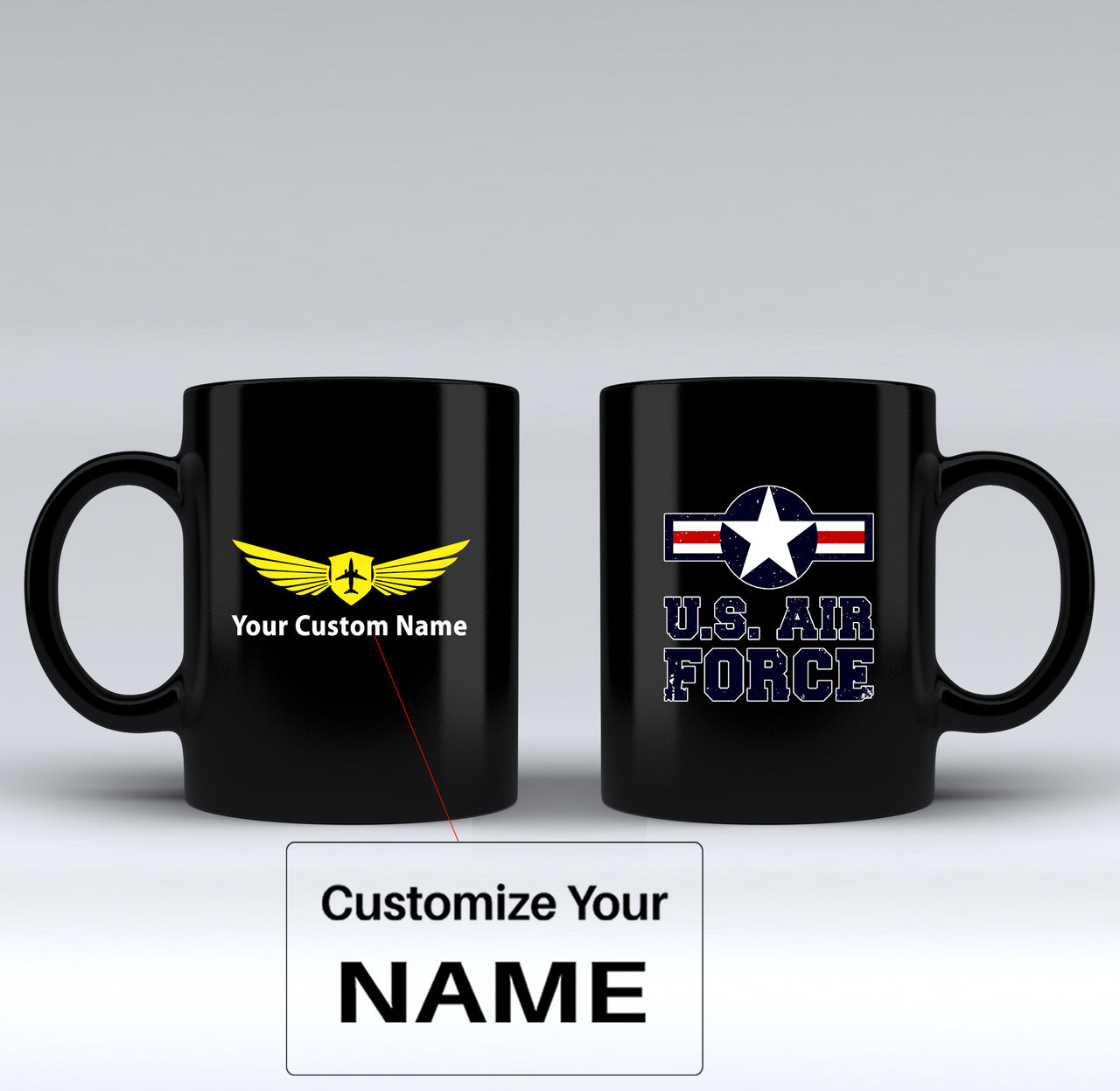 US Air Force Designed Black Mugs