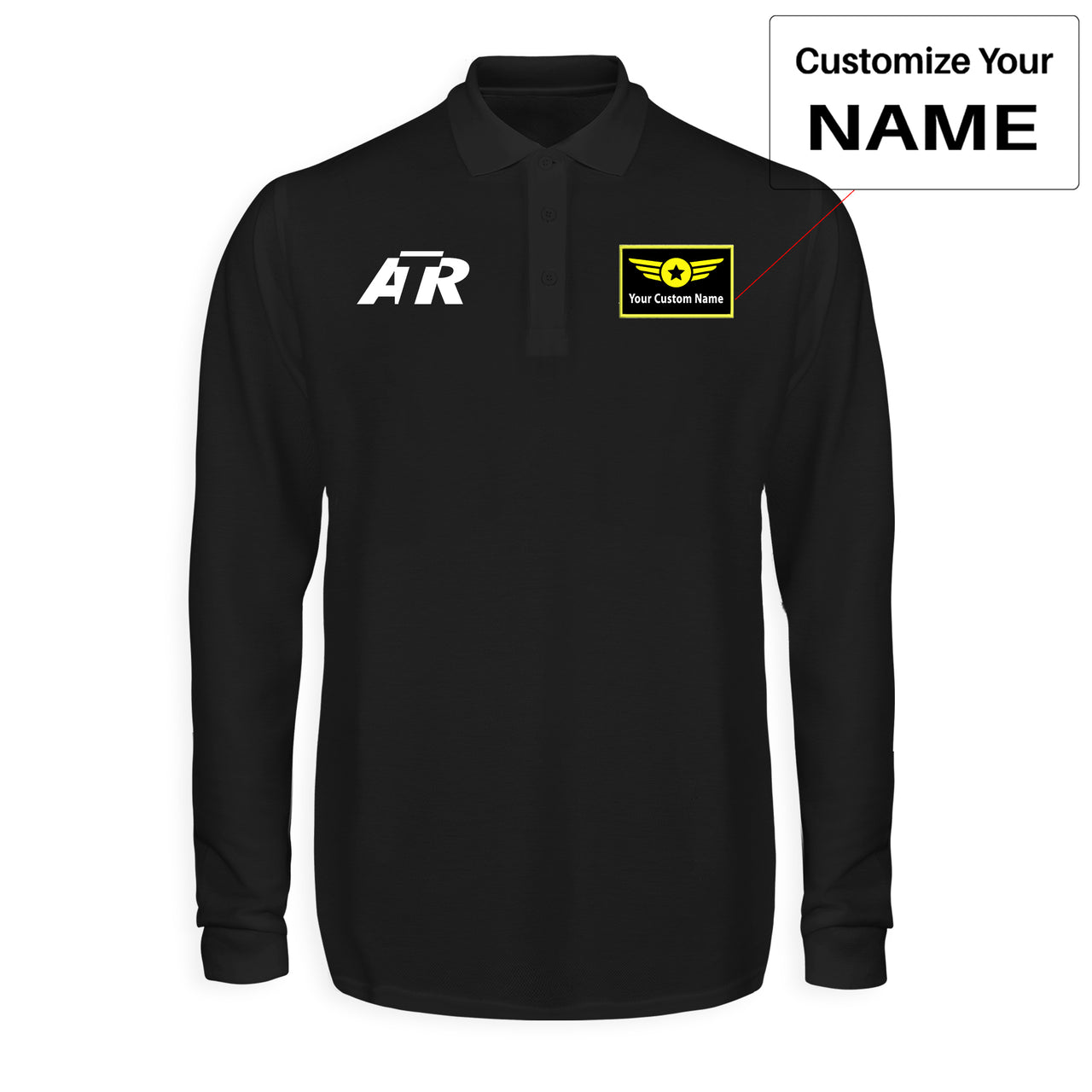 ATR & Text Designed Long Sleeve Polo T-Shirts