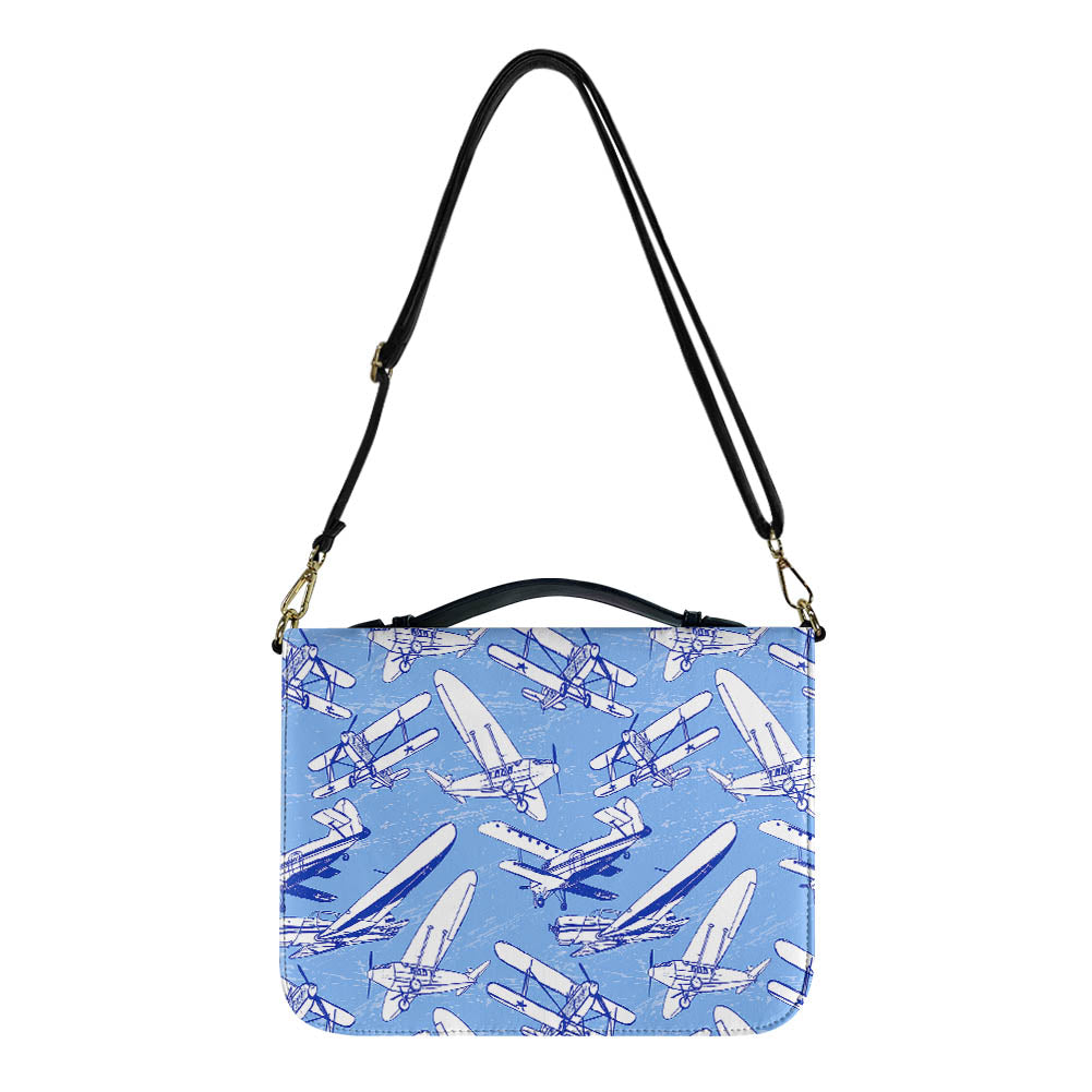 Retro & Vintage Airplanes 2 Designed PU Accessories Bags Strap Style