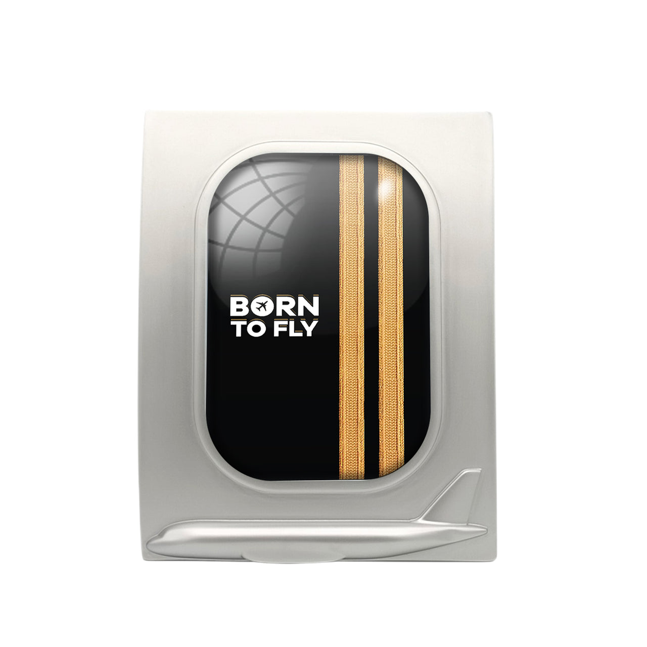 Born To Fly & Pilot Epaulettes (2 Lines) Designed Airplane Window Photo Frame