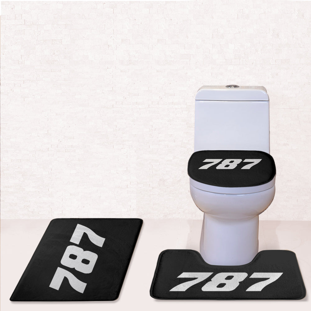 787 Flat Text Designed Toilet Seat Cover Three-piece Set