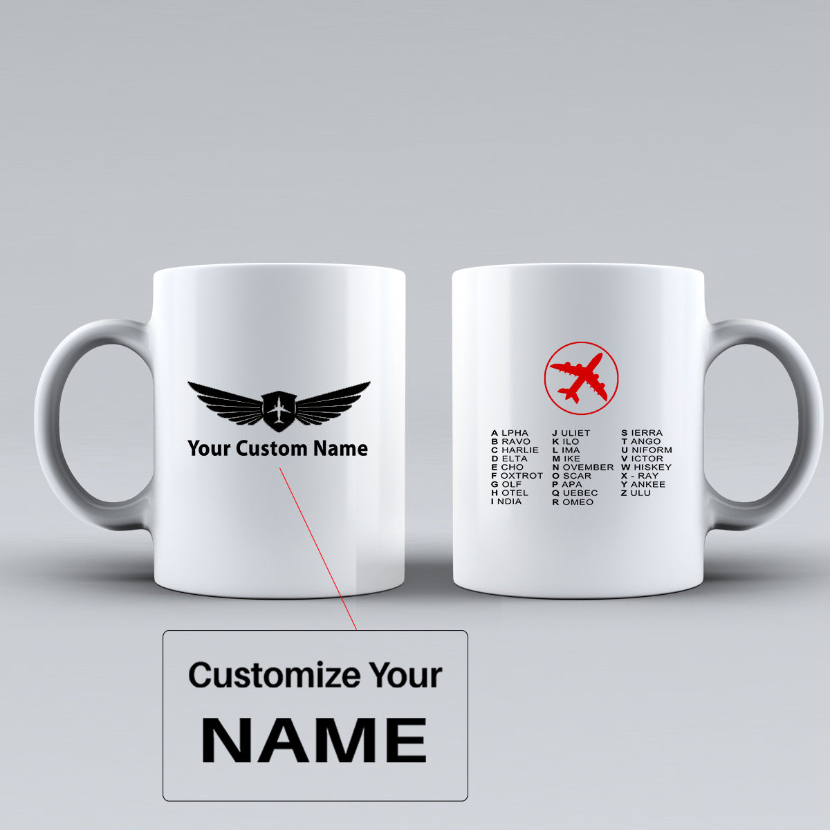 Aviation Alphabet 2 Designed Ceramic White Mugs
