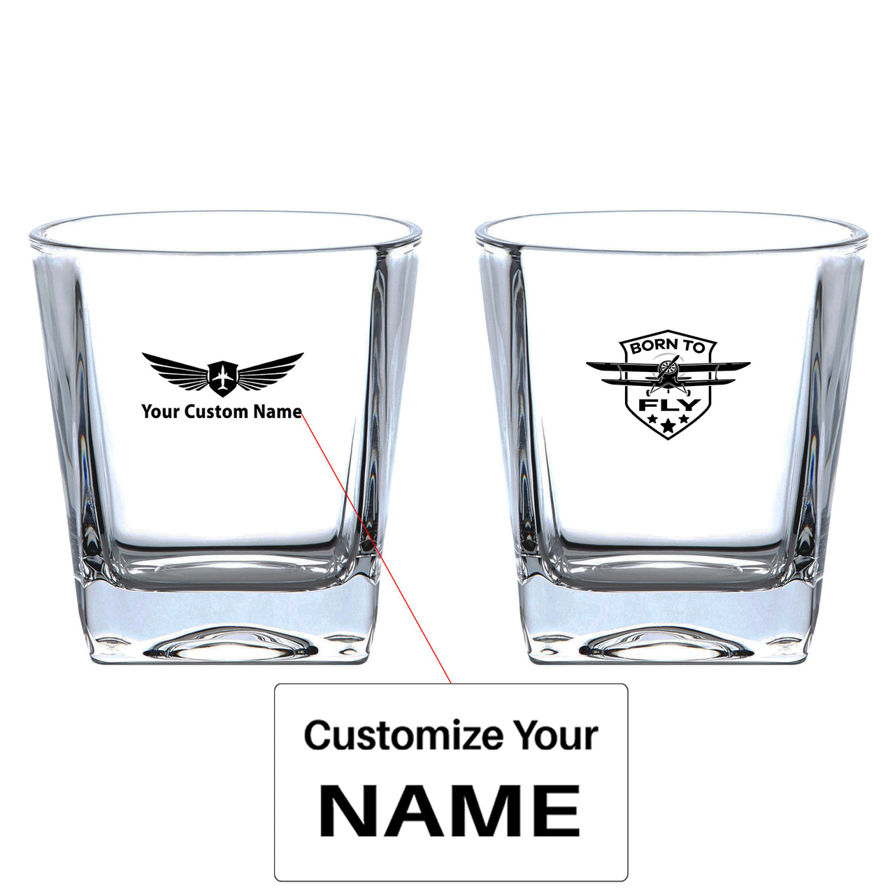 Born To Fly Designed Designed Whiskey Glass