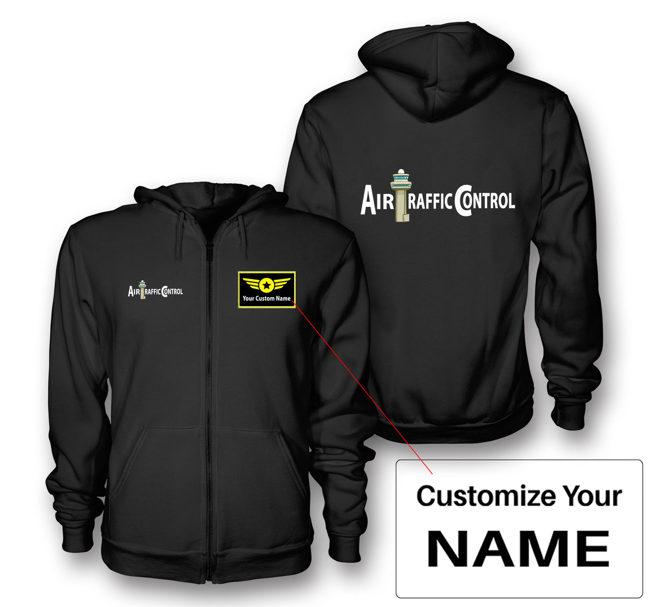 Air Traffic Control Designed Zipped Hoodies