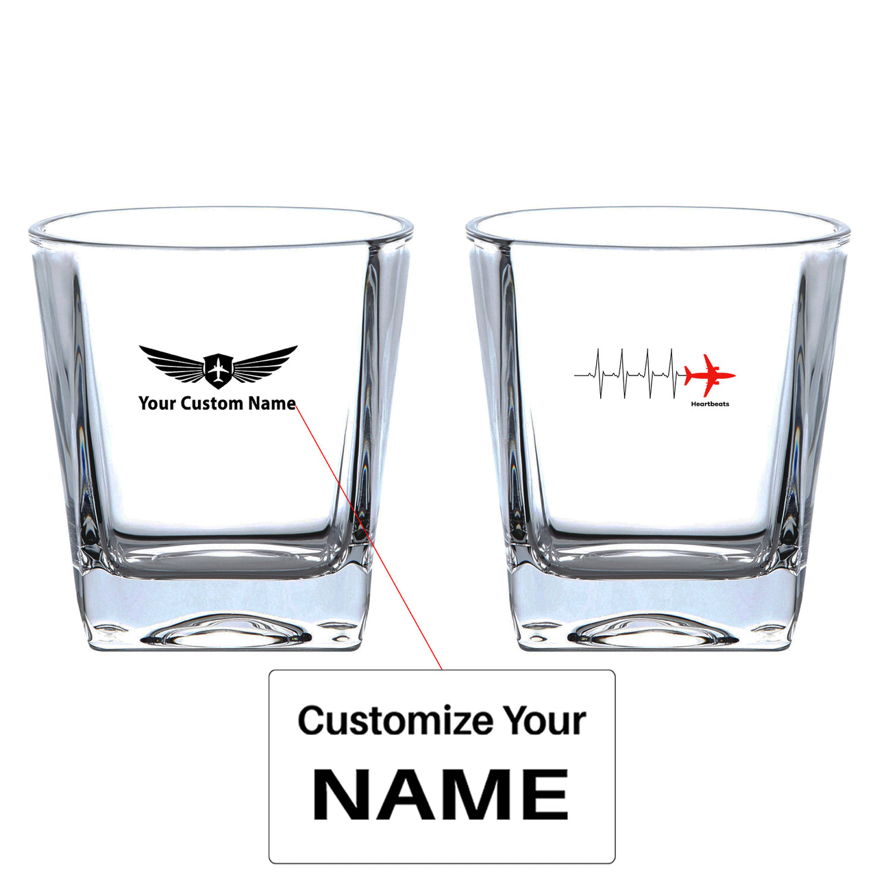 Aviation Heartbeats Designed Whiskey Glass