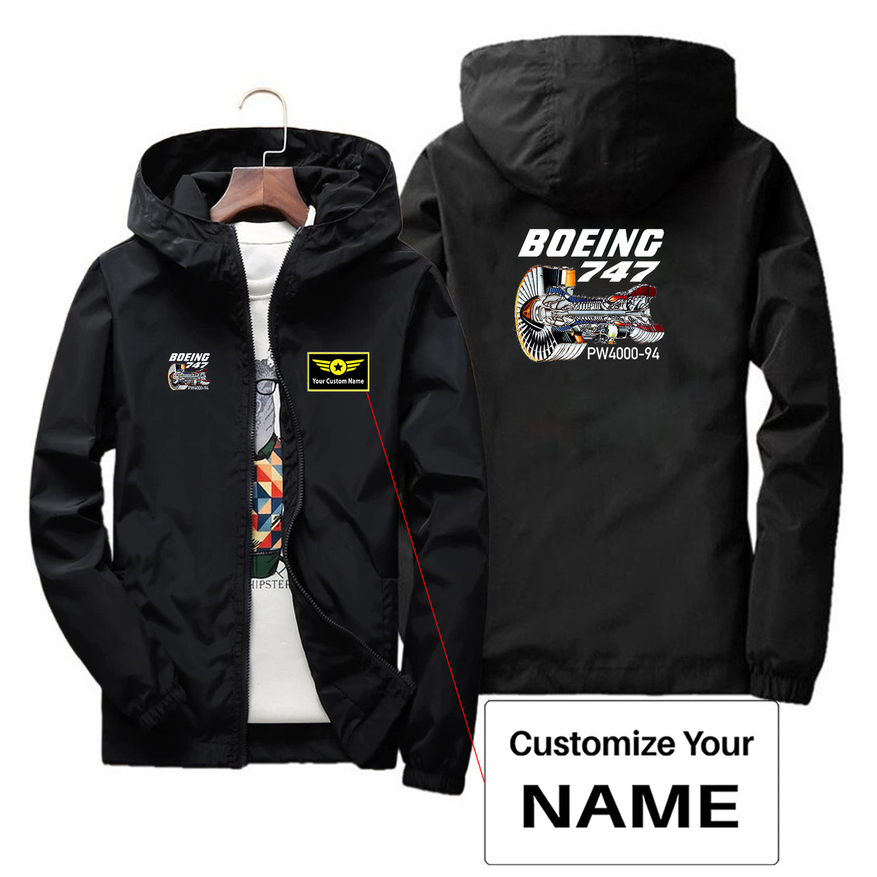 Boeing 747 & PW4000-94 Engine Designed Thin Windbreaker Jackets