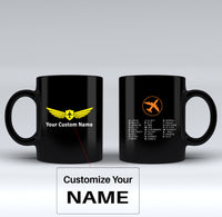 Thumbnail for Aviation Alphabet 2 Designed Black Mugs