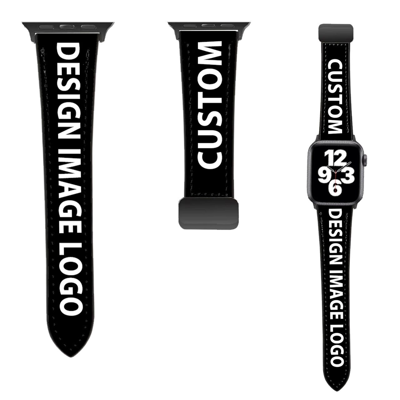 CUSTOM  DESIGN IMAGE LOGO Designed Leather Apple Watch Straps