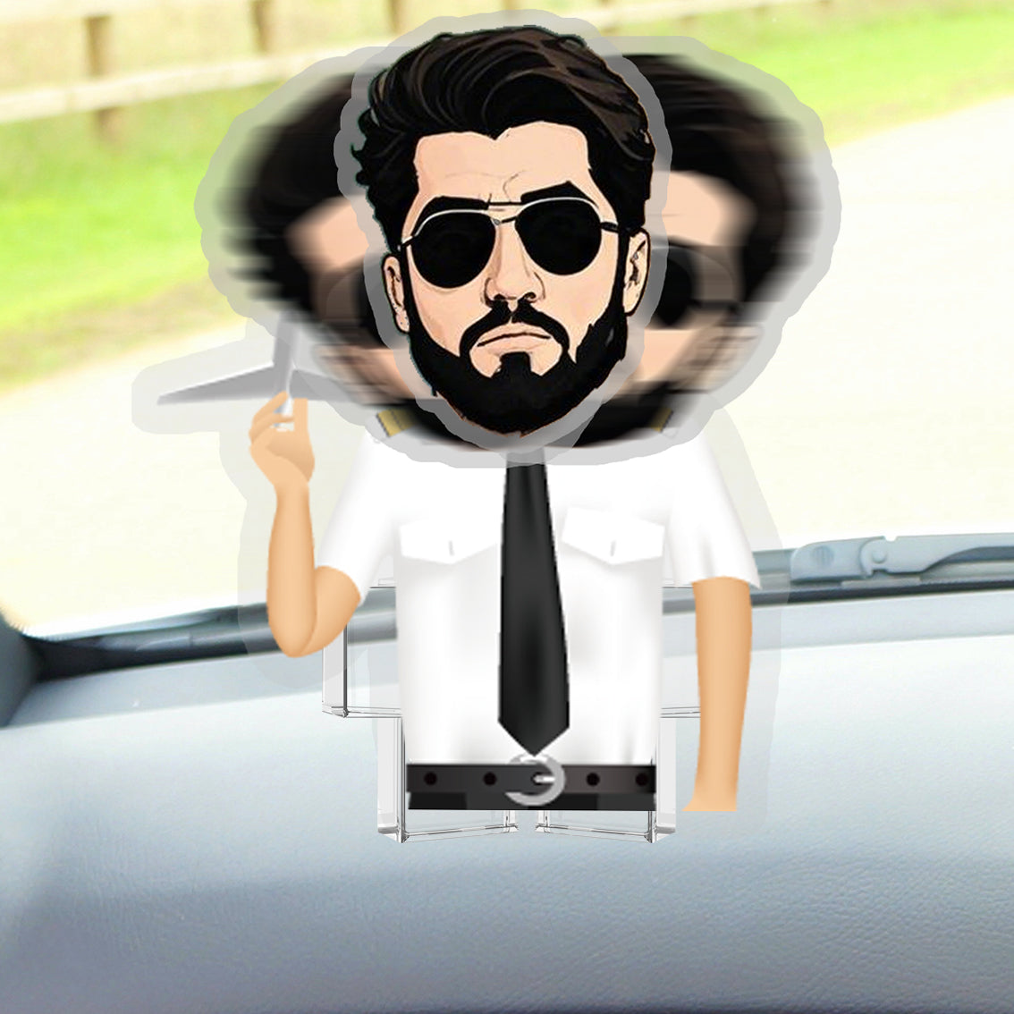 Pilot and plane Custom Automatic Shaking Head Decorations Personalized Acrylic