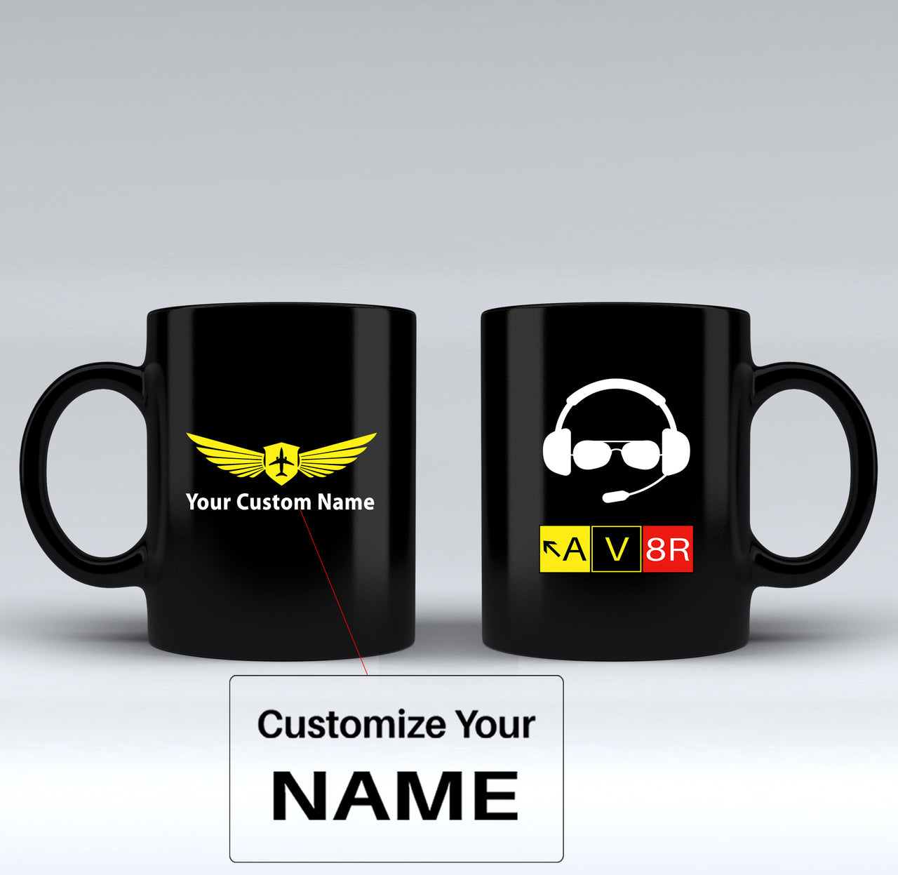 AV8R 2 Designed Black Mugs