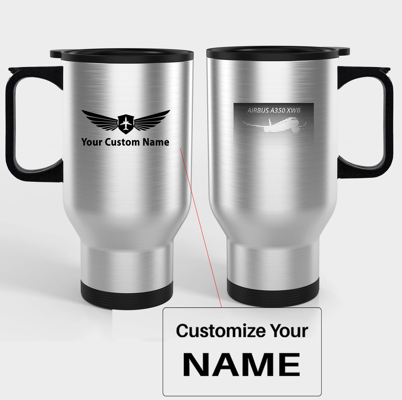 Airbus A350XWB & Dots Designed Travel Mugs (With Holder)