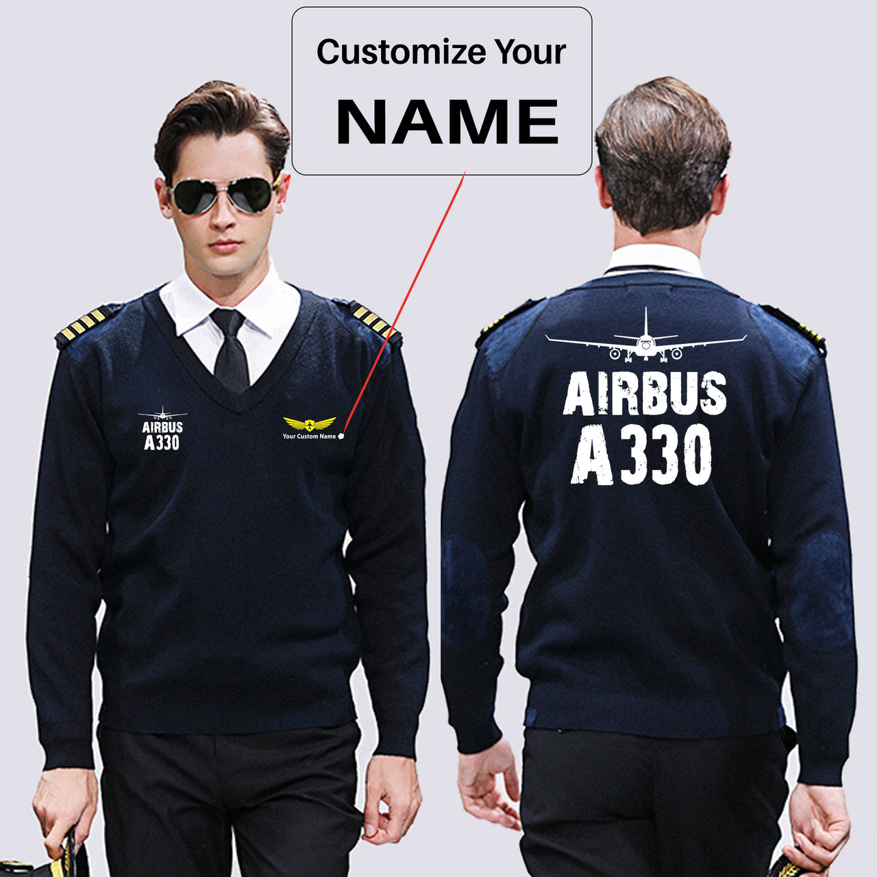 Airbus A330 & Plane Designed Wool Pilot Sweaters
