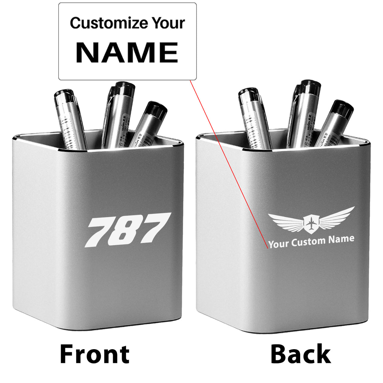 787 Flat Text Designed Aluminium Alloy Pen Holders