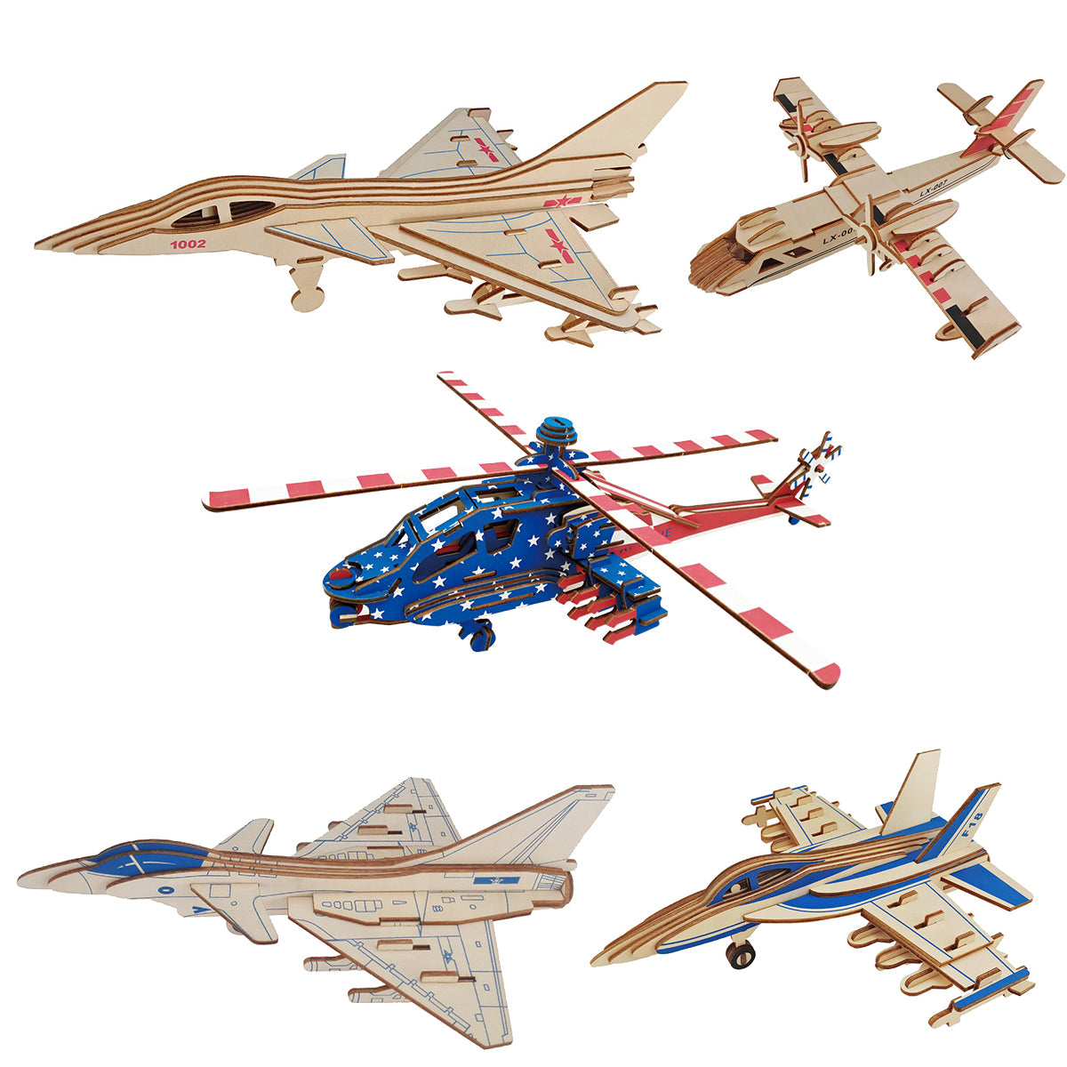 Laser Cut Wooden Simulation 3D Puzzle Airplane (4)  Construction DIY Manual Assembly