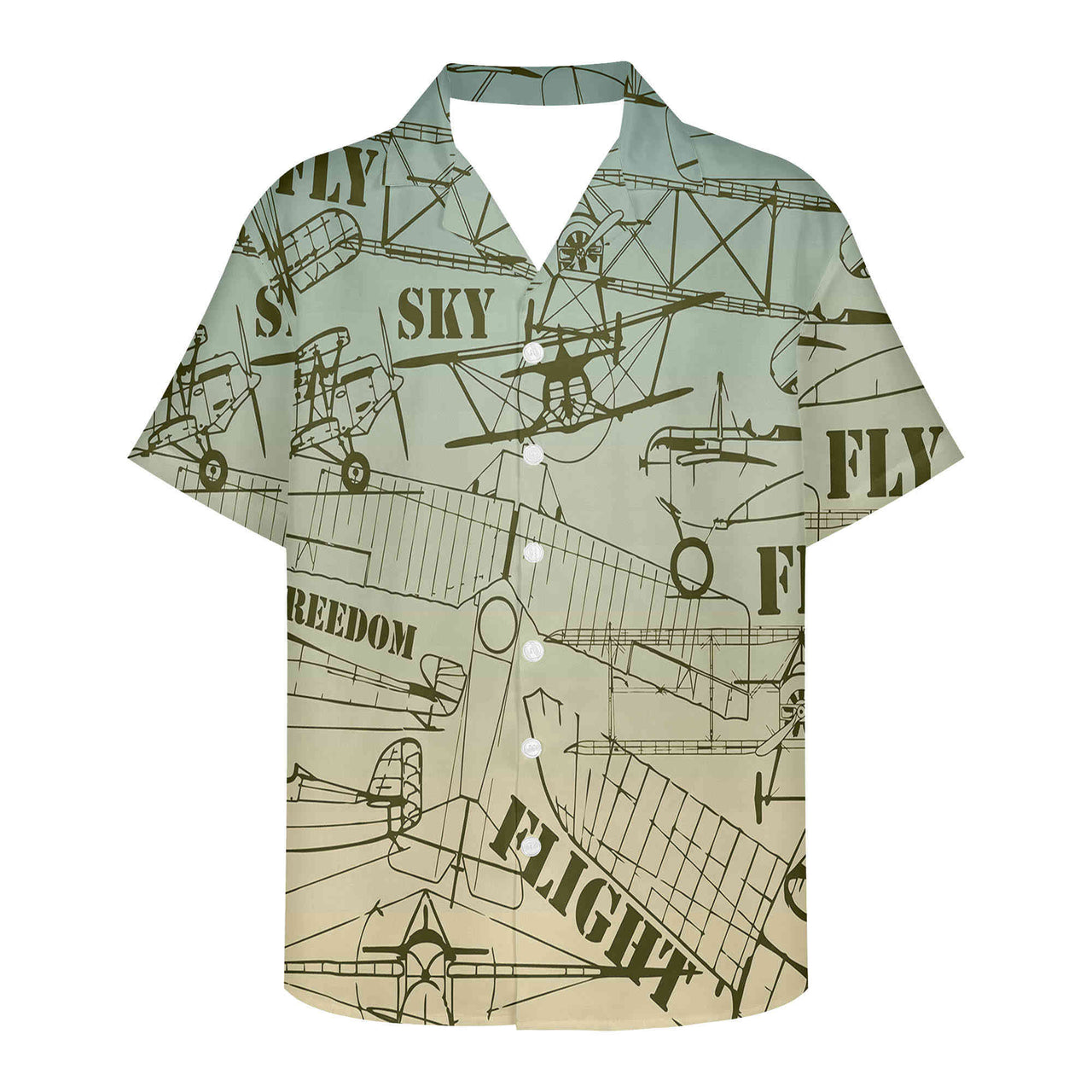 Retro Airplanes & Text Designed 3D Hawaiian Shirts