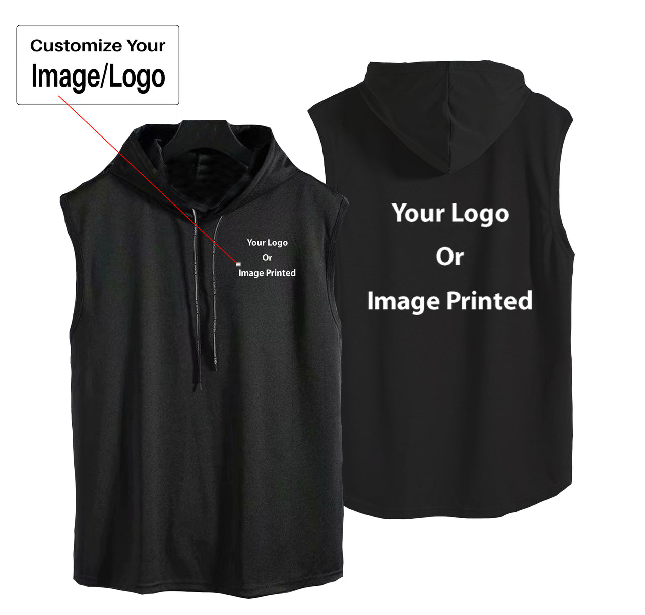 Double Side Your Custom Logos Designed Hooded Tank Tops