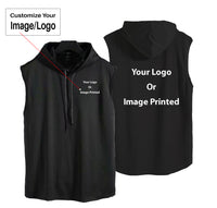 Thumbnail for Double Side Your Custom Logos Designed Hooded Tank Tops