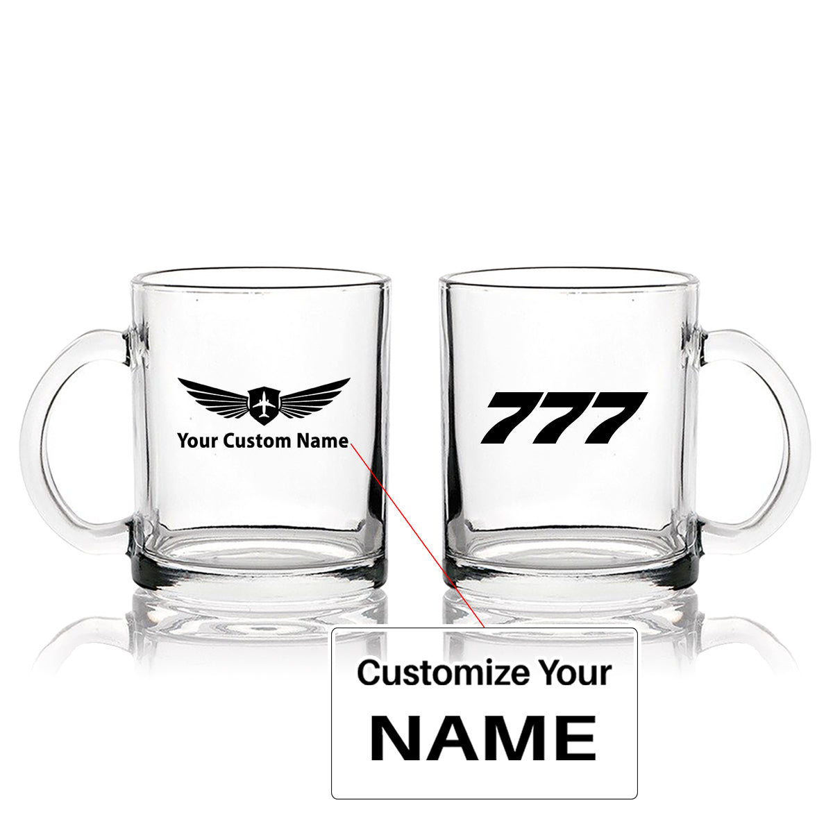 777 Flat Text Designed Coffee & Tea Glasses