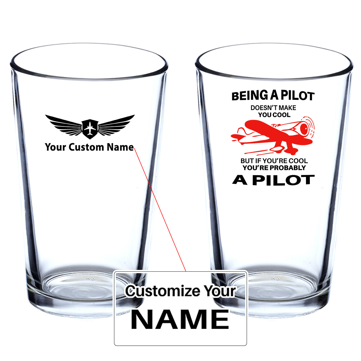 If You're Cool You're Probably a Pilot Designed Beer & Water Glasses