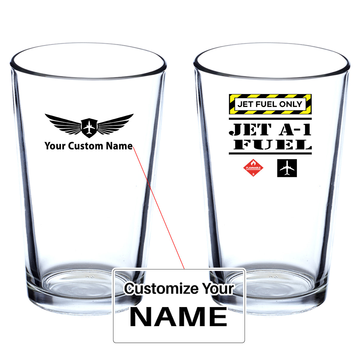 Jet Fuel Only Designed Beer & Water Glasses