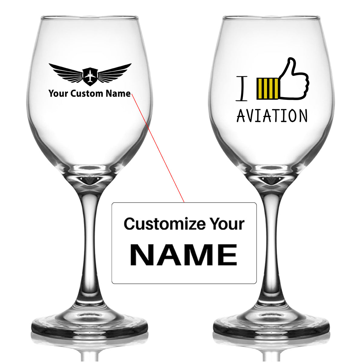 I Like Aviation Designed Wine Glasses