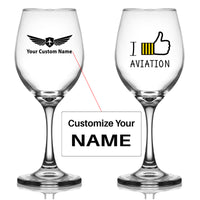 Thumbnail for I Like Aviation Designed Wine Glasses