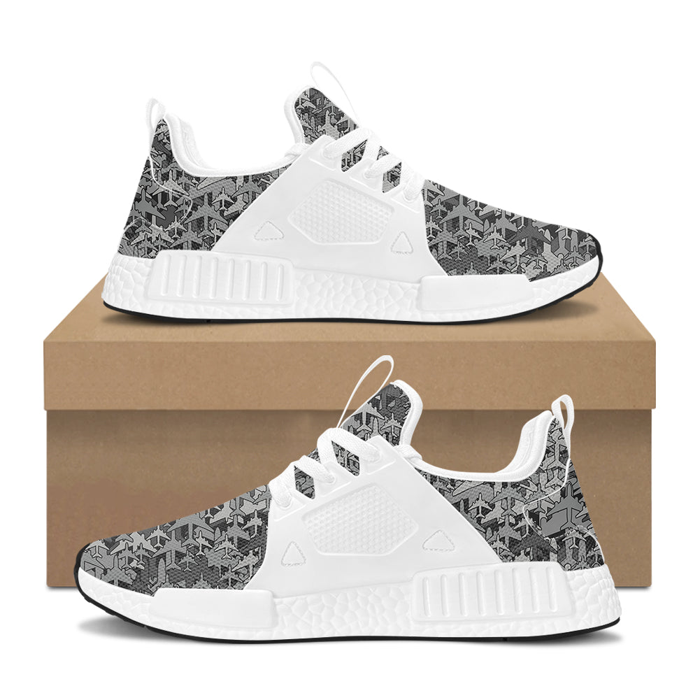 Dark Coloured Airplanes Designed Outdoor Sports Tennis Shoes