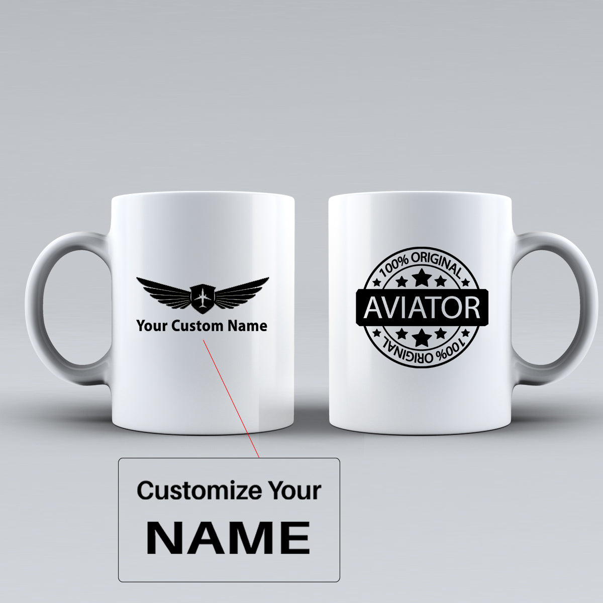 100 Original Aviator Designed Ceramic White Mugs