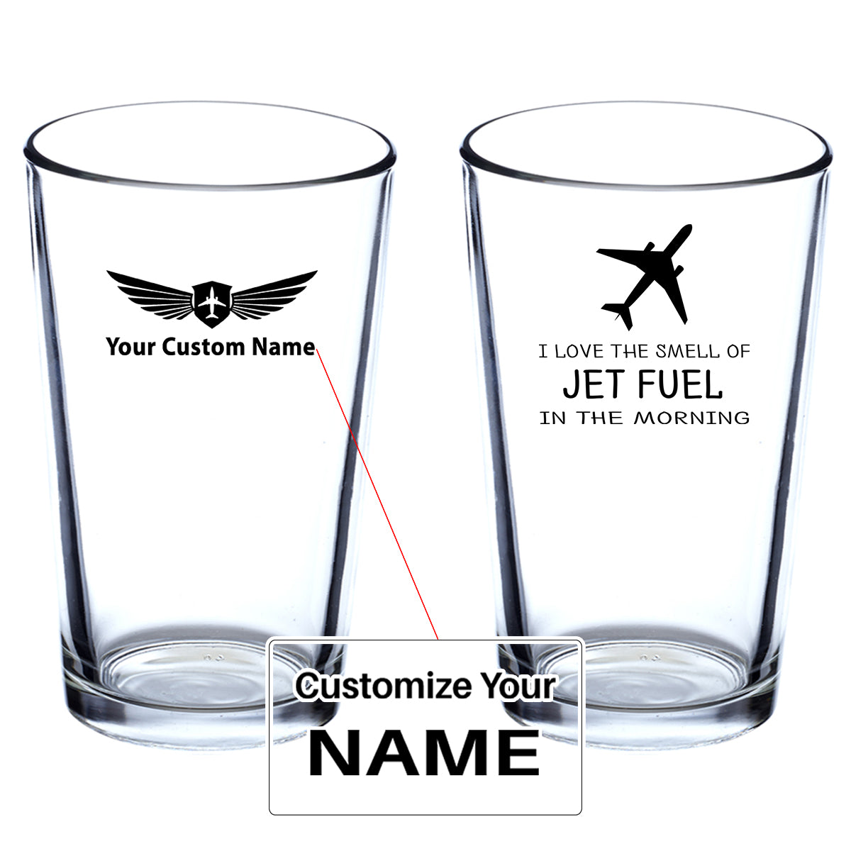 I Love The Smell Of Jet Fuel In The Morning Designed Beer & Water Glasses