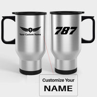 Thumbnail for 787 Flat Text Designed Travel Mugs (With Holder)