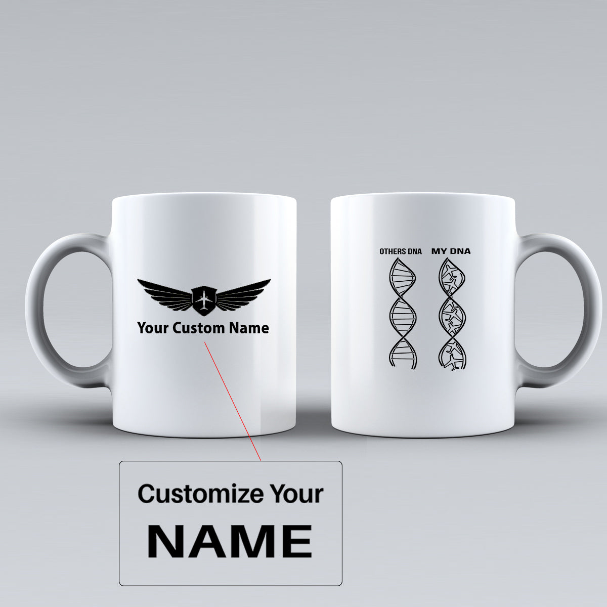 Aviation DNA Designed Ceramic White Mugs