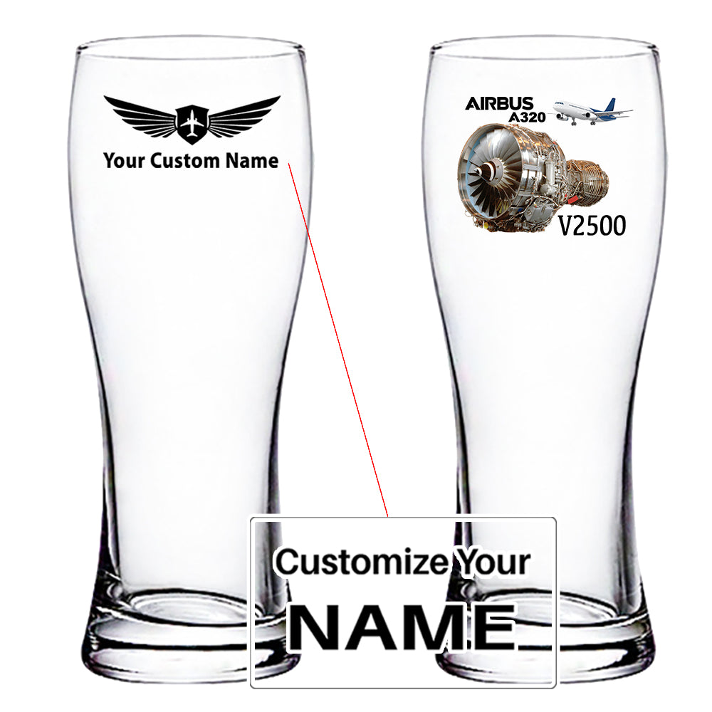 Airbus A320 & V2500 Engine Designed Pilsner Beer Glasses
