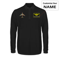 Thumbnail for Colourful Airplane Designed Long Sleeve Polo T-Shirts