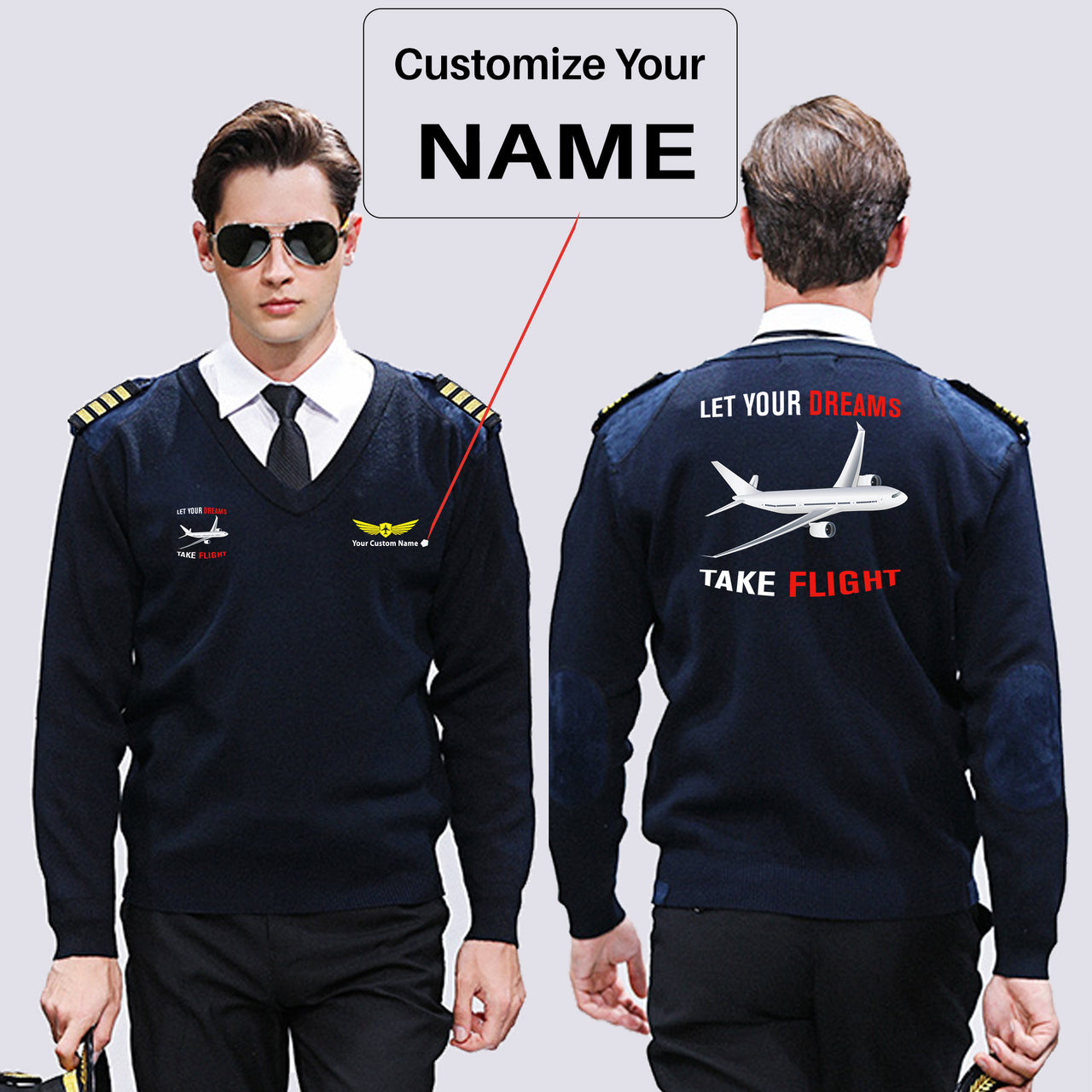 Let Your Dreams Take Flight Designed Wool Pilot Sweaters