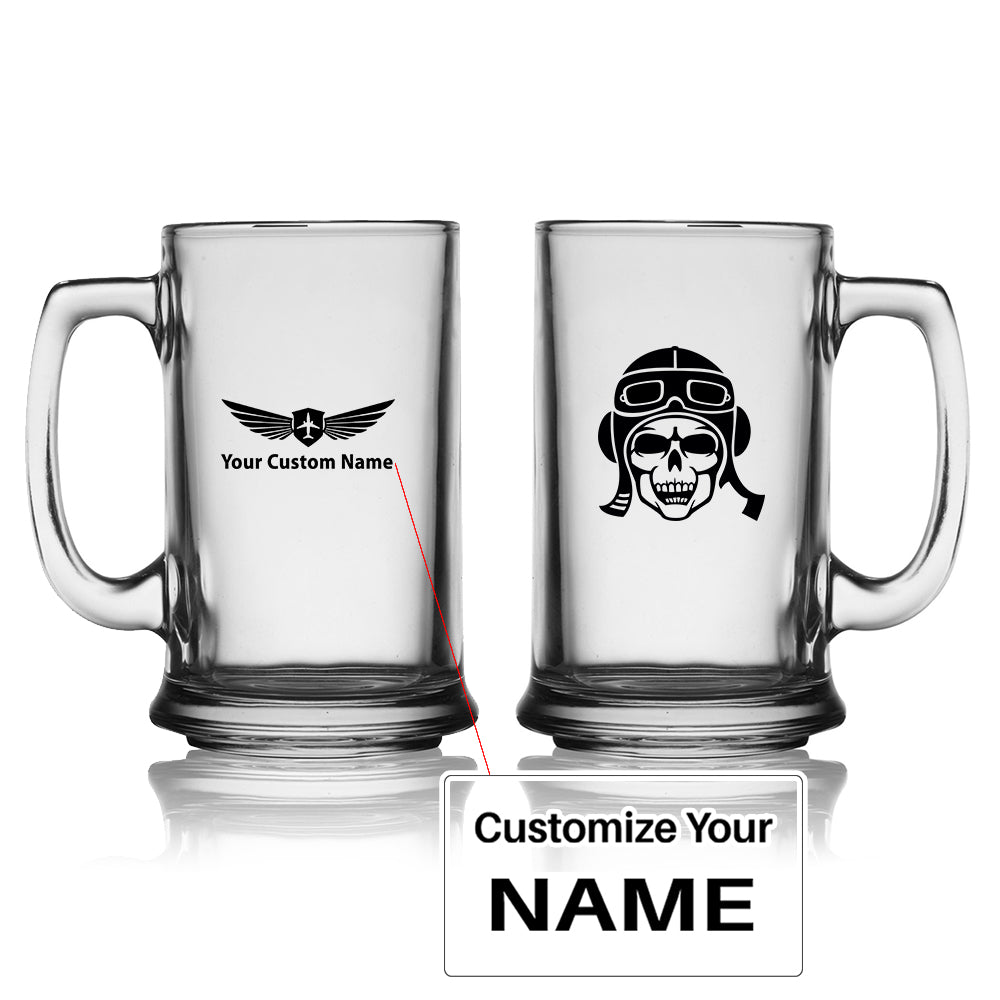 Skeleton Pilot Designed Beer Glass with Holder