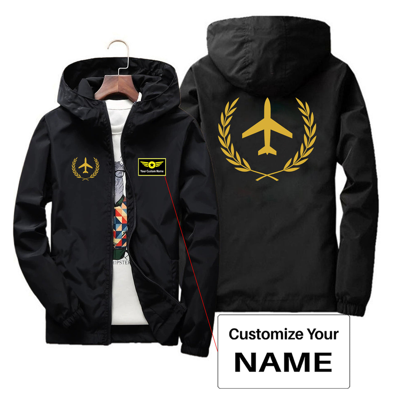 Leaf & Airplane Designed Thin Windbreaker Jackets