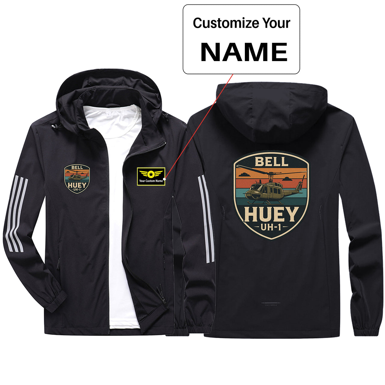 Retro BELL HUEY UH-1 Design Sport & Running Jackets