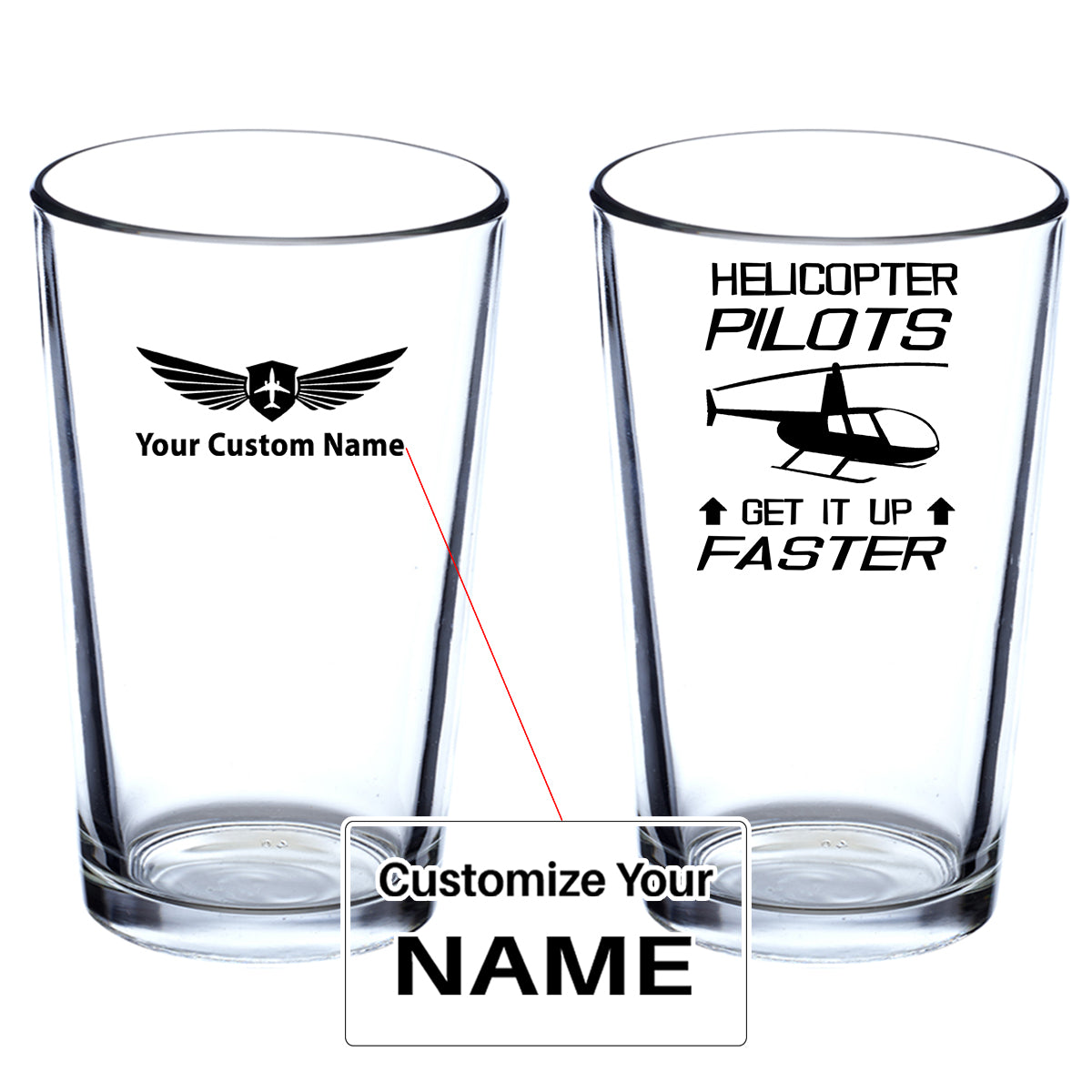 Helicopter Pilots Get It Up Faster Designed Beer & Water Glasses