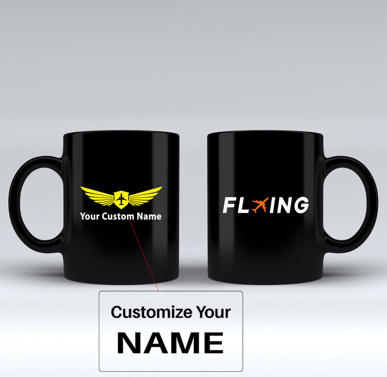 Flying Designed Black Mugs