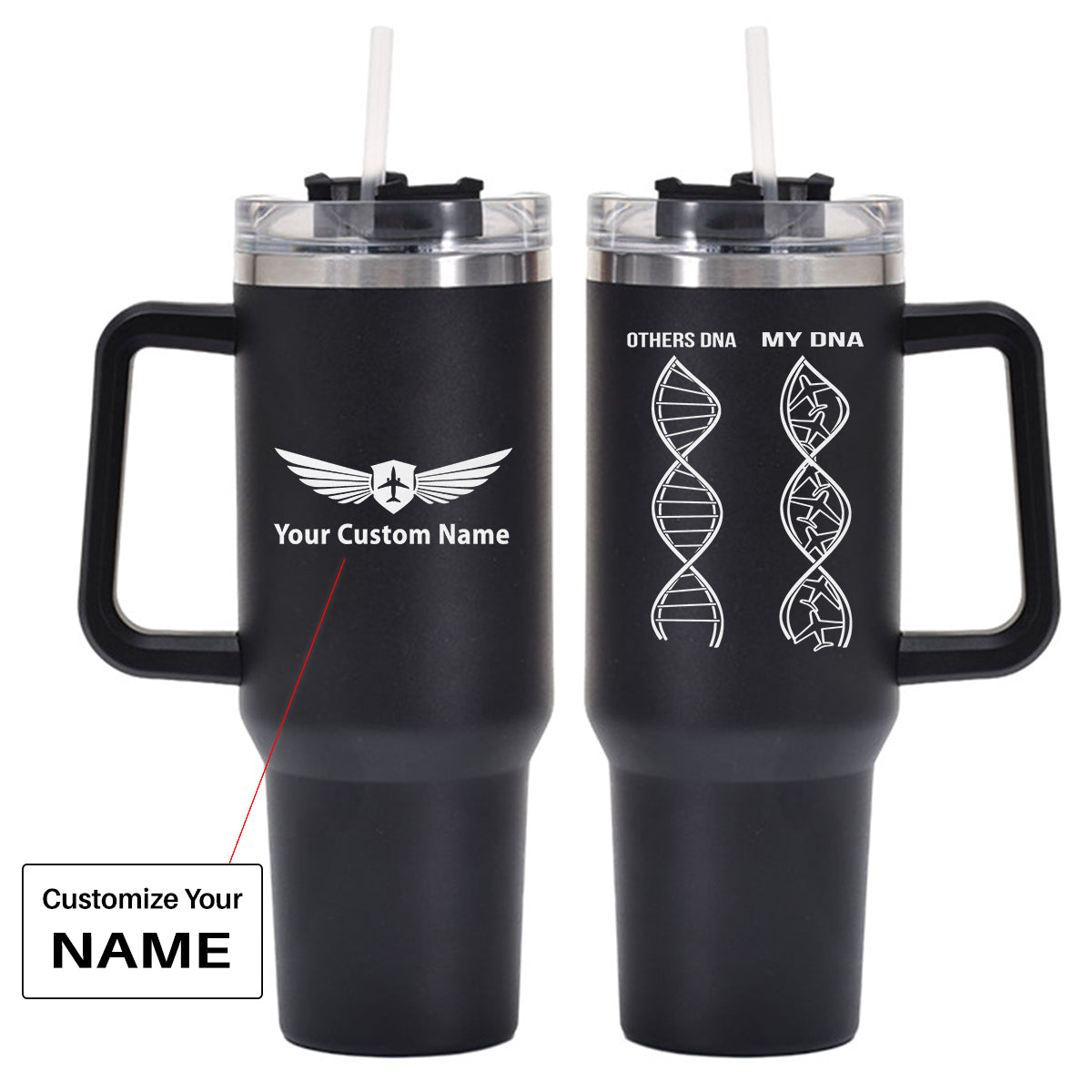 Aviation DNA Designed 40oz Stainless Steel Car Mug With Holder